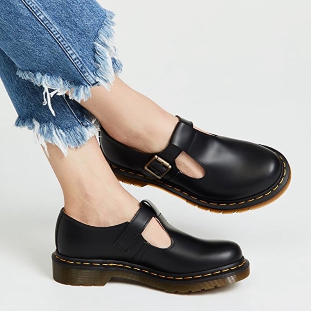 Black Leather Women's Mary Jane Shoes